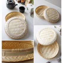 슈가범벅 수제 대나무 바구니 원형 대나무소쿠리 재봉 바구니 선물용 한과 약과 떡 선물 바구니 다용도 수납 바구니