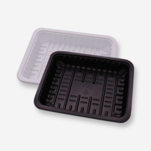 PP 트레이 용기 LA-2kg (검정/백색) (박스 300개) 정육포장 정육선물세트 포장용기 일회용용기, 검정, 300개