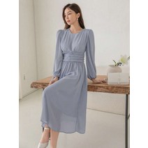 솔리드 셔링 허리 A라인 원피스