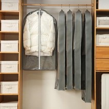 옷 커버 보관 의류 롱코트 롱패딩 부직포 pvc 덥개 먼지덮개 비닐 걸이 양복, 대형 그레이