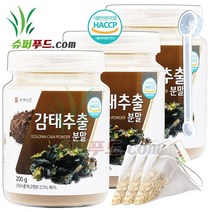 HACCP 식약처 인증 국내산 제주 감태 추출분말 플로로탄닌 후코이단 폴리페놀 알긴산 칼륨 요오드 만니톨 국산 감태추출분말 + 슈퍼푸드.com 연자육 티백, 3세트, ( 병 200g + 1g )