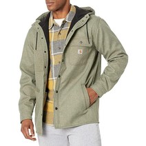 칼하트 남성용 레인 디펜더 릴렉스 핏 고중량 후드 셔츠 재킷 바질 헤더167003, Basil Heather_Large