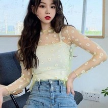 구김없는 여성 블라우스 진짜가나타났다 장세진 오연두 패션 꽃 셔츠 캐주얼 세시 메쉬 선스크린 탑 여름 긴 소매