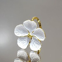 웨딩포 냅킨링 냅킨홀더 메탈 골드 하얀 꽃 Napkin Ring Metal Gold White Flower, 1개, White with Gold