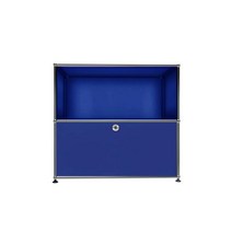 USM 우드 판넬 철제 수납장 1x2 블루 하단 도어, 화이트