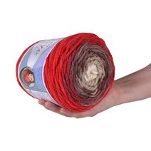 마마니트 4+1 롱바틱털실 250g 대용량실 / 맥시롱바틱실 / 롱바틱 뜨개실, 6772 브라운 레드혼합