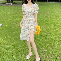 MIMISS 슬림핏 쉬폰 반팔 원피스