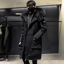 겨울 남성 캐주얼 롱코트 야상 멀티포켓 기모 도톰 남성 화이트 오리털 야상 후드 패딩 코트