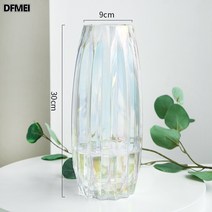 DFMEI 유리 꽃꽂이 오브제 이케아꽃병 다이소, D타입 핑크+핑크꽃