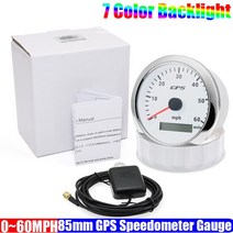 2023 새로운 85MM GPS 속도계 게이지 7 색 백라이트 30 ~ 200MPH 보트 자동차 오토바이 안테나 방수, 06 60MPH WS