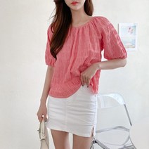 수키 셔링 체크 블라우스 1078273