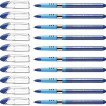 슈나이더 Schneider Slider Basic M (미디엄) 볼펜 1.0mm 투명 배럴 블루 잉크 펜 10개 박스 (151103) 323088, 10 Count (Pack of 1)_Blue, Blue