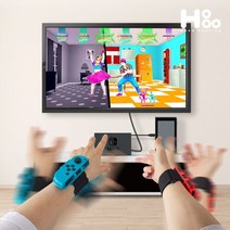[천삼백케이] [호후] 호후 닌텐도 스위치 OLED 호환 조이콘 암밴드 저스트댄스, 네온레드&네온블루+사은품(랜덤 조이스틱캡4개)