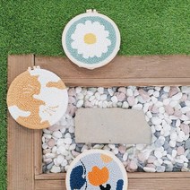 태광조명 DIY 펀치 니들 자수 동물 원형, 핑크빛 꽃사슴, 1개