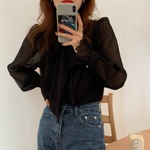 블링앤수 페미닌룩 여성 기본핏 일반카라 블라우스 KZZ152