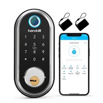 보안 부속 부품 hornbill smart door lock 생체 인식 지문 전자 항목 전면 잠금 숫자 키패드 잠금 해제 ic card for home office, 은