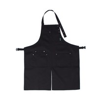 와이즈에이프런 목걸이형 트임 롱 앞치마 S, 블랙