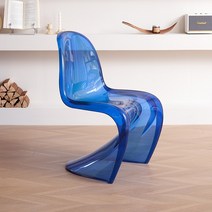 베르너 팬톤 체어 식탁 독서 1인용 베란다 티테이블 의자, 투명 블루PC 재질