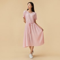 [JAJU/자주] 여 올데이 플리츠 플레어 원피스_핑크