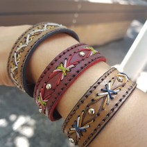 로스킨 인디 팔찌 반제품(RHK18 소가죽) 가죽공예 DIY 패키지, 사피아노 빨강