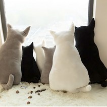 미리내 고양이 인형 쿠션 소파 방석 베개, 블랙