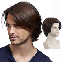 남성 엠자가발 남자커트가발 m자커버 정수리 앞머리 부분가발 WEILAI 남자 합성 가발 짧은 갈색 머리, 한개옵션1, 09 WIG-M28