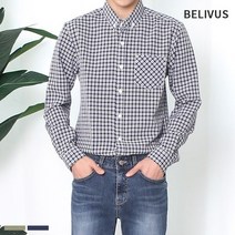 [빌리버스] 남자 카라 셔츠 BBI014 체크 일반핏 캐주얼 남방