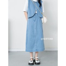 CIUUC CIUUC 짧은 패션 여름 데님 정장 여성의 새로운 디자인 느낌 틈새 아카데미 스타일 양복 조끼 스커트 투피스 세트, 라이트 정장 양복 조끼 치마, M