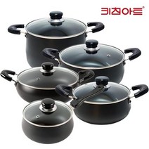 [키친아트] 쥬노블랙 경질냄비 5종18p+20+24양+24전+22깊은, 상세 설명 참조, 옵션선택