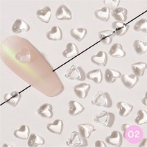 투명 유리알 하트 네일파츠 50개입, 02#하트S