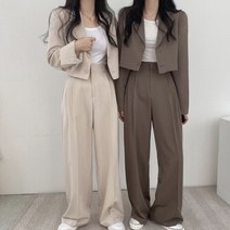 여성 정장 세트 크롭 자켓 팬츠 봄 가을 (3color)