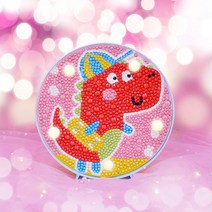 홈데코 2+사은품 LED 보석십자수 어린이 캐릭터 십자수 DIY 29종 (택1), 04.공룡, 1개