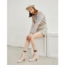 [21FW 아떼 바네사브루노 슈즈 여성]핑크 양가죽 레이스업 부츠-VKSO1F985P1