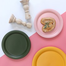 위즈라인 매트 원형 플레이트 3size, 옐로, 1개