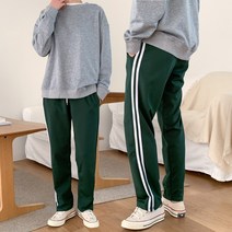 스판 밴딩 사이드 두줄 디테일 일자 트레이닝바지