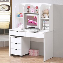 사무용책상 디엘르 웨이브 1100 서랍책장책상세트 C형, 화이트