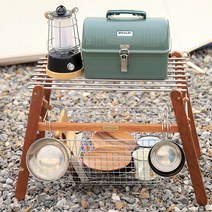 스노우아울 감성 캠핑 와이어 바스켓 우드 쉘프