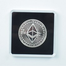 금 도금 비트 코인 ETH 대시 XRP 사각형 투명 아크릴 케이스 1 개, silver ETH2