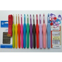 NEW코바늘12개+단수핀+바늘세트 모사용코바늘 뜨개질용품 수세미