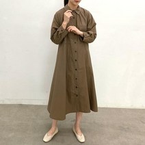 셀러허브(잡화) 여성 박스핏 롱슬리브 남방 롱원피스