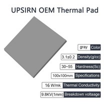 upsiren oem 방열 실리콘 패드 cpugpu 그래픽 카드 수냉 열 패드 매트, 21w 열 패드, 100x100x0.5mm