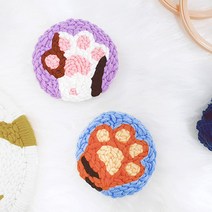 펀치 니들 DIY 만들기 티코스터 키트, PH351.냥이 발바닥