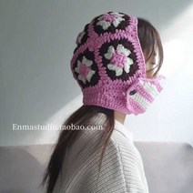 벙거지 니트 겨울 꽃 모자 마스크 일체형 짜임 뜨개 유니크, 상세 페이지 참고
