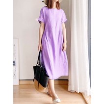휴양지원피스 엄마돌원피스 돌맘드레스 오버사이즈 캐주얼 루즈핏 롱 드레스 여성용 단색 짧은 소매 코튼