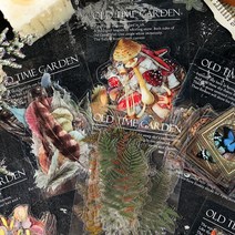 투명 PET 빈티지 올드 가든 가을 꽃 스티커 다이어리, 깃털장식