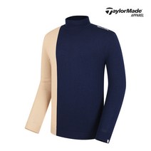 [테일러메이드]남성 세로 컬러 블록 배색 하이넥 울 니트 TMSHJ4930-915
