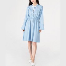 레이스 리본넥 나팔 소매 긴팔 원피스 데일리룩 모던