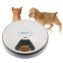 ANKRIC 고양이 강아지밥그릇 겸용 자동급식기 6칸 24h, 흰색