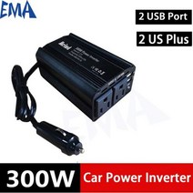 인버트 시거잭인버터 차량용인버터 인버터 10W 자동차 Prower DC 12V-AC 220V/110V 자동 변환기 변압기 듀얼 USB 어댑터 범용 EU/US/JP 소켓 포함, 300W Black US