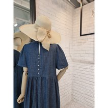 [반다리] 뒷단추 포인트 데님 원피스